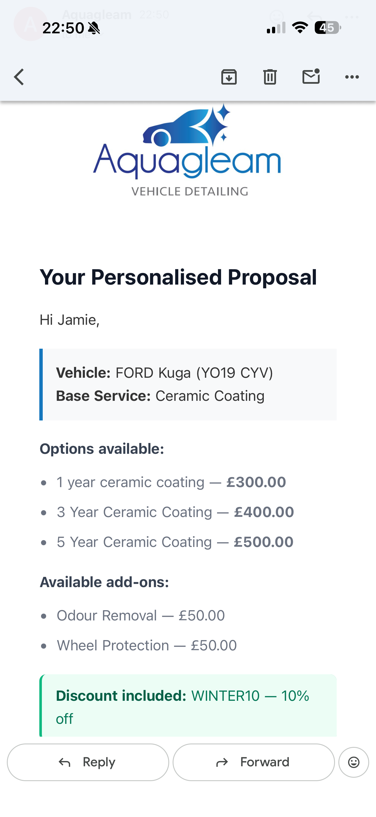 Proposal customer view