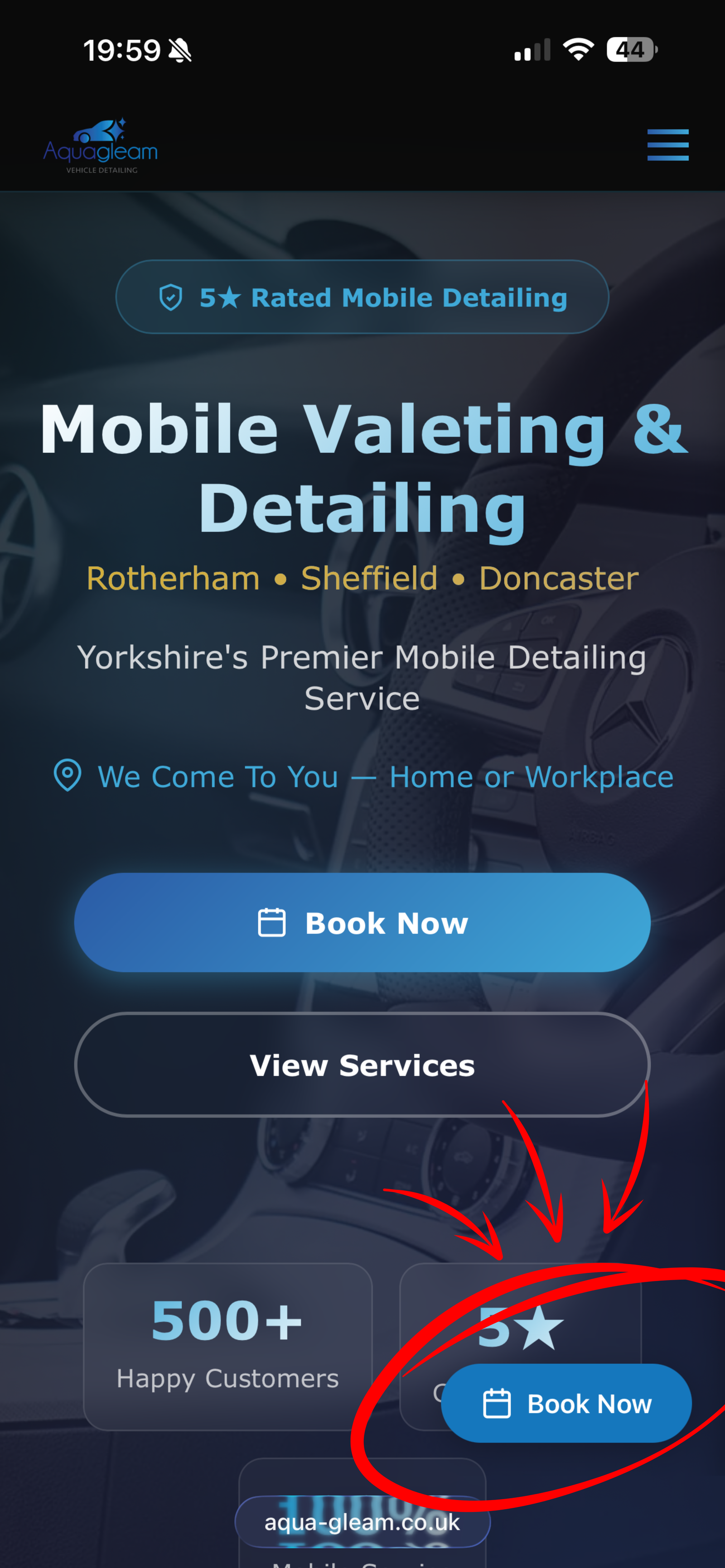 Booking widget on website
